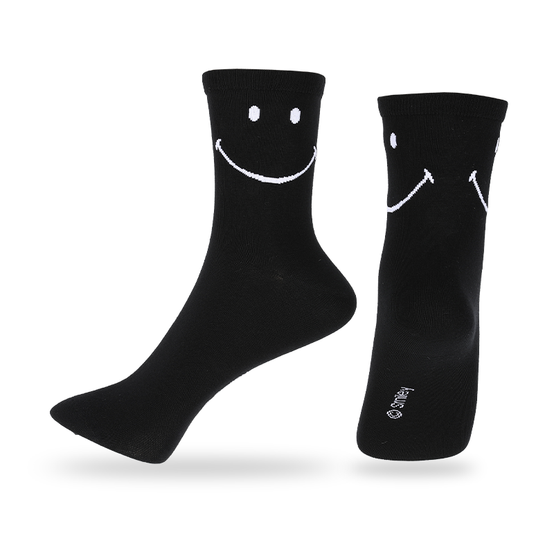 Los hombres al por mayor antibacterias y la absorción del sudor brindan propiedades que absorben la humedad para mayor comodidad calcetines casuales con estampado de sonrisas