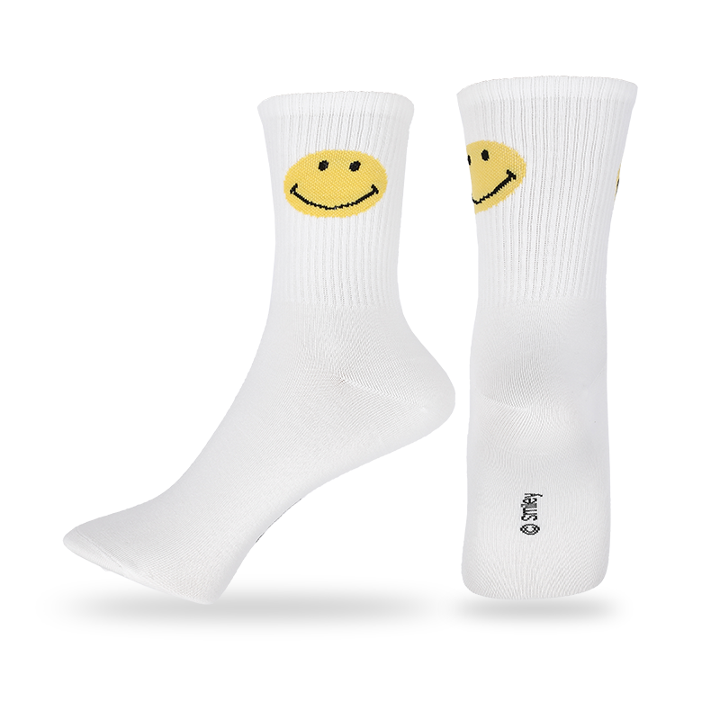 Los hombres al por mayor antibacterias y la absorción del sudor brindan propiedades que absorben la humedad para mayor comodidad calcetines casuales con estampado de sonrisas