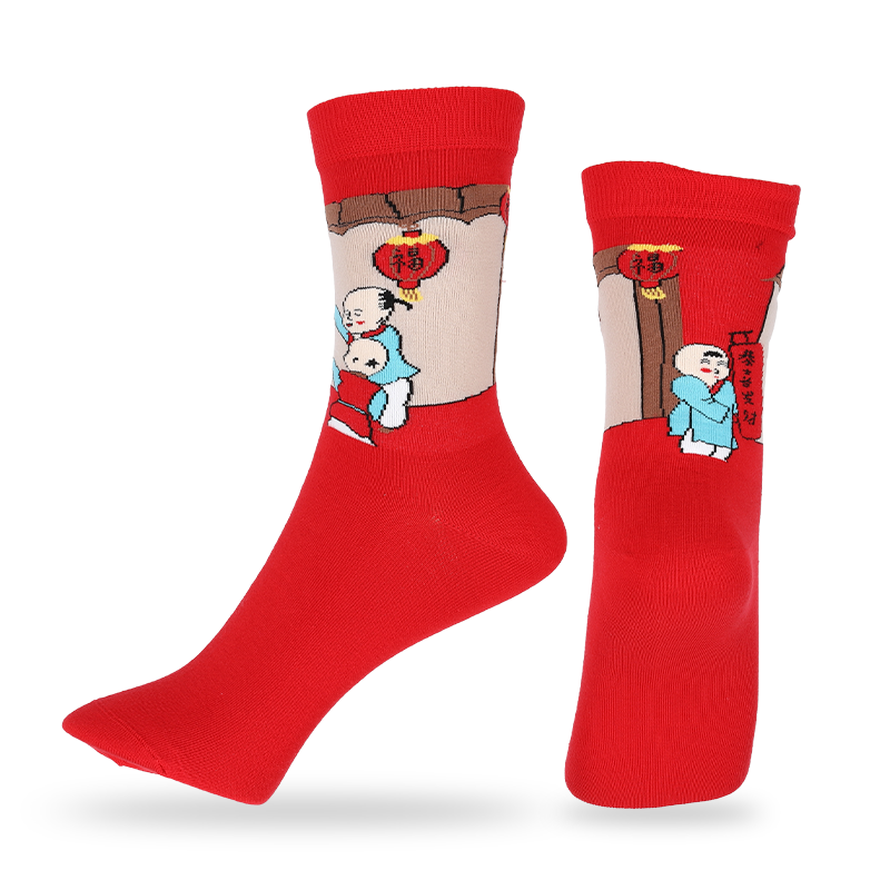 Calcetines de vestir estilo Año Nuevo chino para damas al por mayor o personalizados con patrones