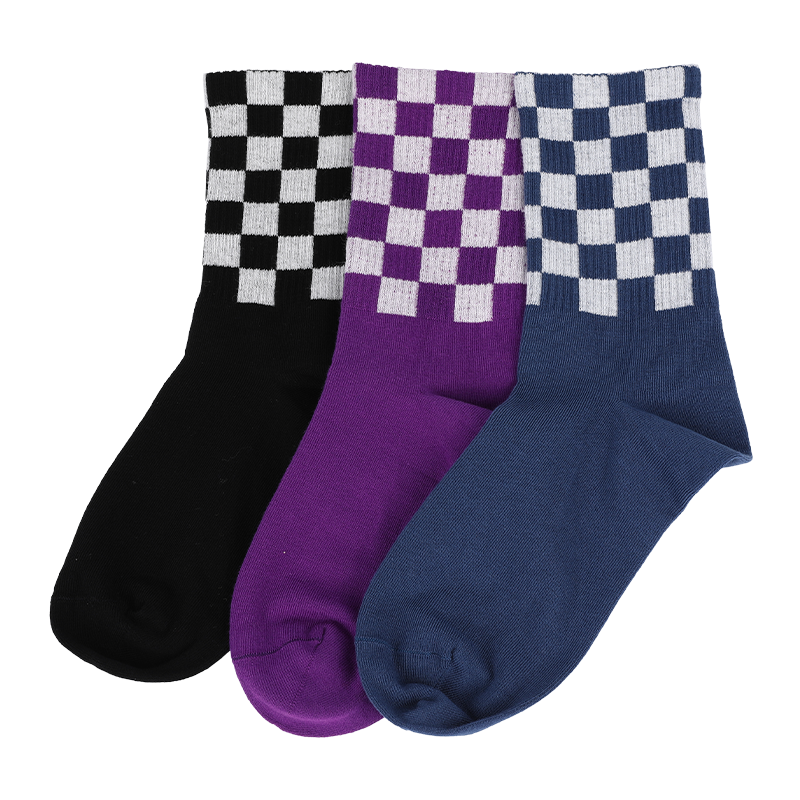 Logotipo personalizado para damas estampado a cuadros baloncesto acampar jogging boxeo tenis béisbol golf y montañismo deportes calcetines de cuarto calcetines de tripulación