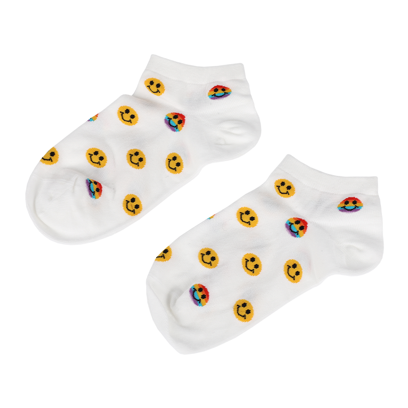 Calcetines deportivos con diseño de cara de emoji sonriente para damas al por mayor o personalizadas