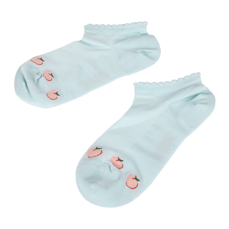 Venta al por mayor, zapatillas de deporte de corte bajo con tacón cosido en Y y estampado de fresas de malla transpirable para mujer, calcetines tobilleros, calcetería
