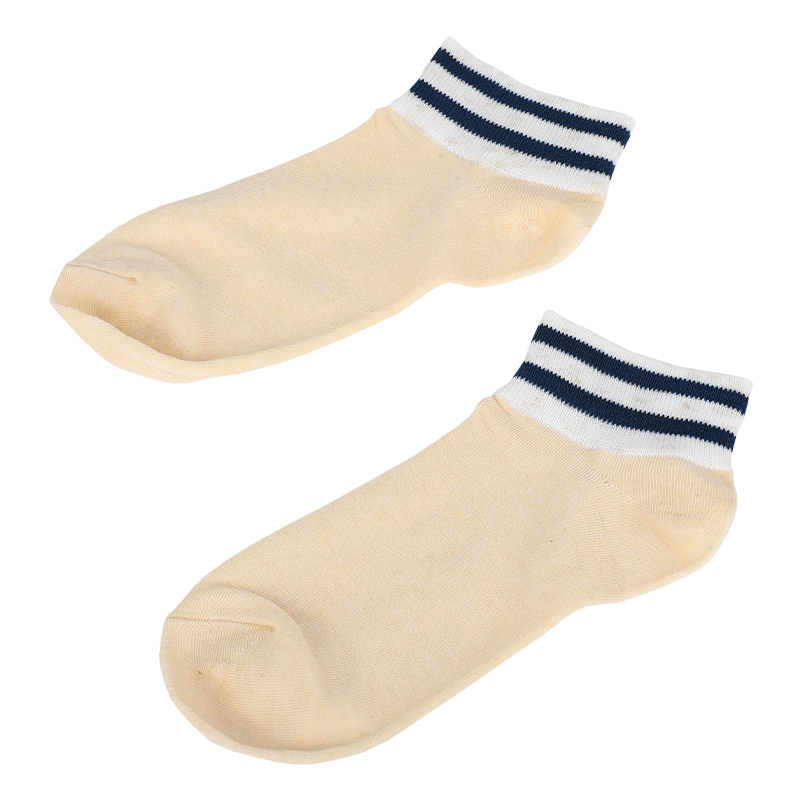 Calcetines de precio bajo de tobillo clásico para hombre con logotipo personalizado de diseño libre con ribete a rayas, calcetería