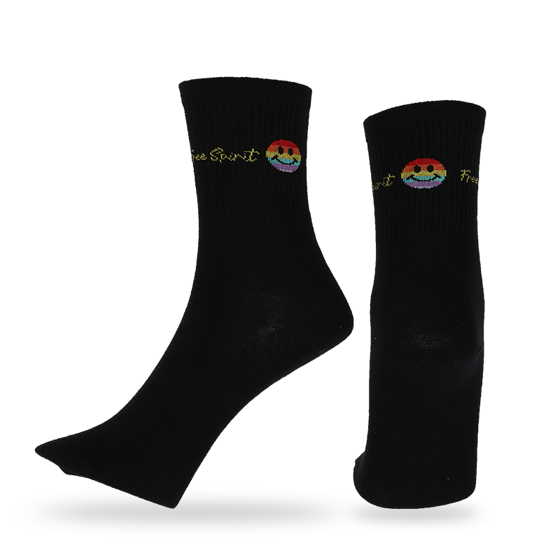 Calcetines casuales, de vestir o personalizados con estampado de cara de emoji, calcetines de calle hechos de algodón peinado de alta calidad, calcetines clásicos para hombre con estampado de sonrisa y rayas.