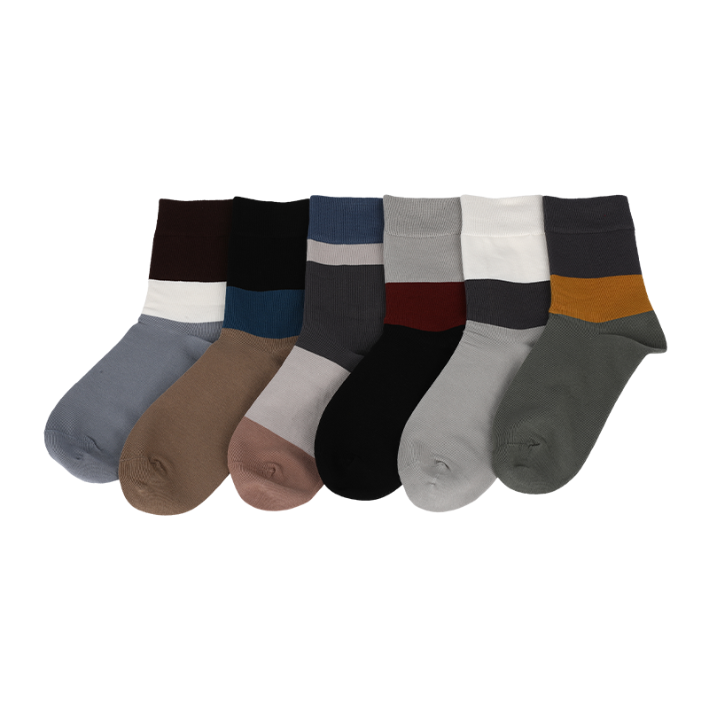 Calcetines casuales, de vestir o de calle personalizados hechos de algodón peinado OEKO-Tex de alta calidad, hilos de algodón anti-pilling naturales para hombres, calcetines de vestir clásicos de rayas anchas, calcetines para caminar todos los días
