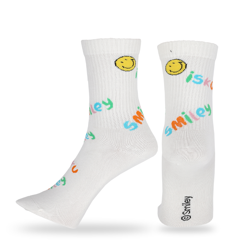 Calcetines casuales personalizados para hombres con patrones y letras de caras sonrientes de emoji, que están hechos con algodón de alta calidad, por lo que los calcetines son suaves, cómodos, duraderos, transpirables y cálidos.