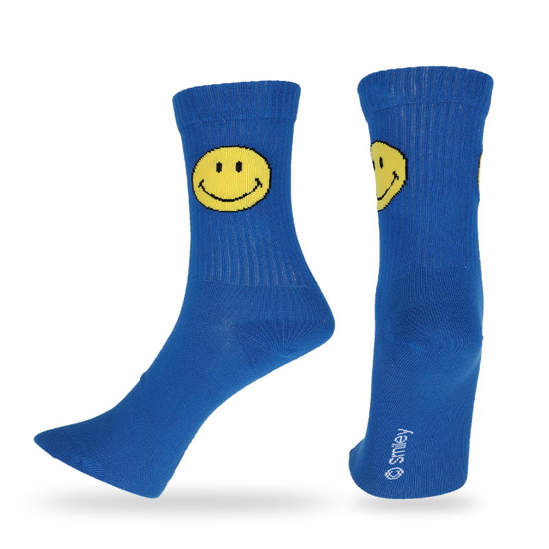 Calcetines casuales personalizados para hombres con patrones y letras de caras sonrientes de emoji, que están hechos con algodón de alta calidad, por lo que los calcetines son suaves, cómodos, duraderos, transpirables y cálidos.