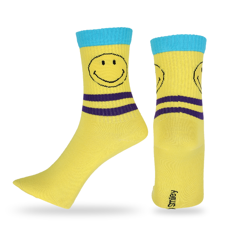 Calcetines casuales personalizados para hombres con patrones y letras de caras sonrientes de emoji, que están hechos con algodón de alta calidad, por lo que los calcetines son suaves, cómodos, duraderos, transpirables y cálidos.