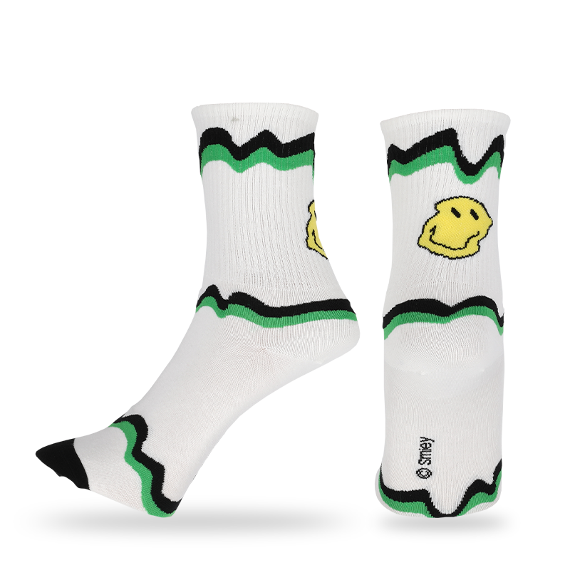 Calcetines informales con estampado de caras sonrientes de emoji para hombres, que están hechos con algodón de alta calidad, por lo que los calcetines son suaves, cómodos, duraderos, transpirables y cálidos.