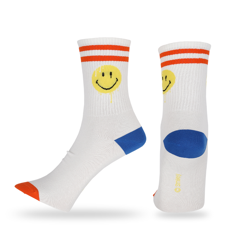 Calcetines informales con estampado de caras sonrientes de emoji para hombres, que están hechos con algodón de alta calidad, por lo que los calcetines son suaves, cómodos, duraderos, transpirables y cálidos.