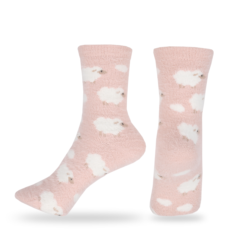 Terciopelo suave plumón artificial pelo de visón hilado invierno grueso térmico cálido invisible calcetines sin costuras