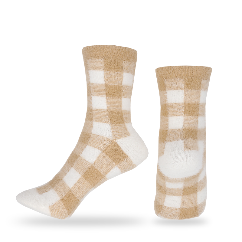 Terciopelo suave plumón artificial pelo de visón hilado invierno grueso térmico cálido invisible calcetines sin costuras